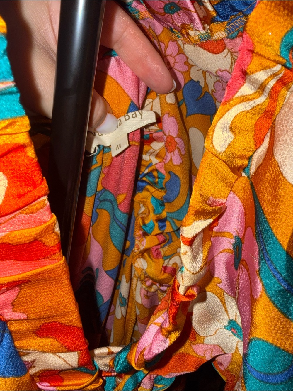 Floral Maxi Dress with Ruffle V-Neck - Mustard Pink Multi - Picture 4 of 5